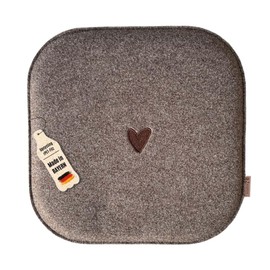 kontor28 - Sustainable seat cushion, chair cushion, handmade in Germany, 37.5 x 37.5 cm, made of upcycling rPET felt, seat cover with padding, suitable for outdoor use and washable, heart nature, set