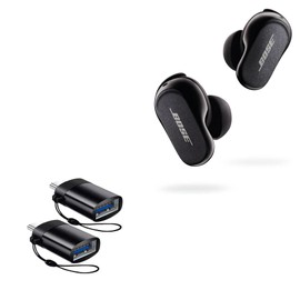 BoxWave Cable Compatible with Bose QuietComfort Earbuds II - USB-C to A PortChanger (2-Pack), USB Type-C OTG USB Portable Keychain - Slate Black