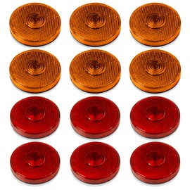 Dream lighting 12V DC 2.5inch Round LED Side Marker Lights for Automotive RV Trailer Truck Clearance Indicator Front/Rear Side - 6 Amber & 6 Red Lights