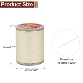 sourcing map Round Leather Sewing Waxed Thread, 220m / 240 Yards Polyester Wax String, 420D Wax Stitching Cord for Leather Crafts, Bookbinding, Bracelets Braided, Pale Beige