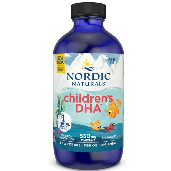 Nordic Naturals, Children's DHA, 530mg Omega-3 from Cod Liver Oil, Strawberry Flavour, with EPA and DHA, 237ml, Lab-Tested, Soy Free, Gluten Free, Non-GMO