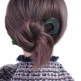 U Shaped Hair Fork Acetate Tortoiseshell French,U-Shaped Hair Fork Hair Pin Retro Hair Clip Women Pin Chinese Hairpins Hair Accessories (green)