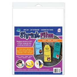 Grafix Ink-Jet Printable White Opaque Shrink Film - 8.5"x11" Print, Cut and Shrink It to Create Jewelry, Embellishments, Tags,Ornaments. Shrink Plastic is for Kids of All Ages,Pack of 6
