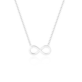 HANLI Infinity Necklace for Women - 14K White Gold Plated | Sleek and Simple Silver Infinity Charm