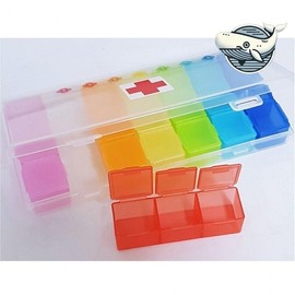 Pill organizer three times a day, 2 of each color a week