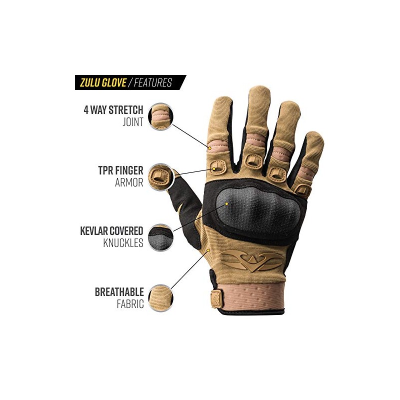 Valken Zulu Tactical Gloves, Protector Gloves, Tan, Size: M