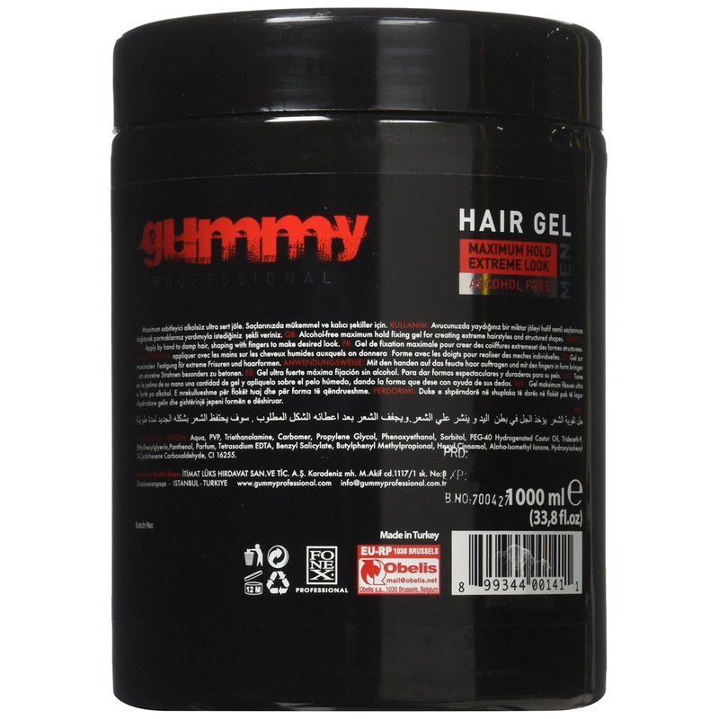 Gummy Alcohol Free Hair Gel, Red, 34 Ounce