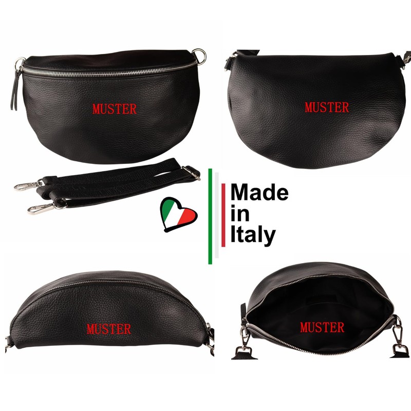 MIRROSI® Women's Bum Bag, Genuine Leather, Made in Italy, Shoulder