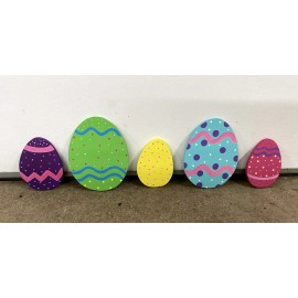 EASTER EGG DECORATION WOOD CUTOUT OUTDOOR LAWN YARD ART SIGN, EASTER EGG MARKERS