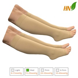 HealthyNees Open Toe 15-20 mmHg Compression Plus Size Extra Wide Calf Leg Socks (Beige 2 Pairs, 4X-Large)