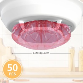 50 Pcs Smoke Detector Cover,Dust Covers,Smoke Alarm Dust Paint Covers,Fire Alarm Cover,Elastic Stretch Plastic Smoke Detector Fire Alarm Cover(Red)