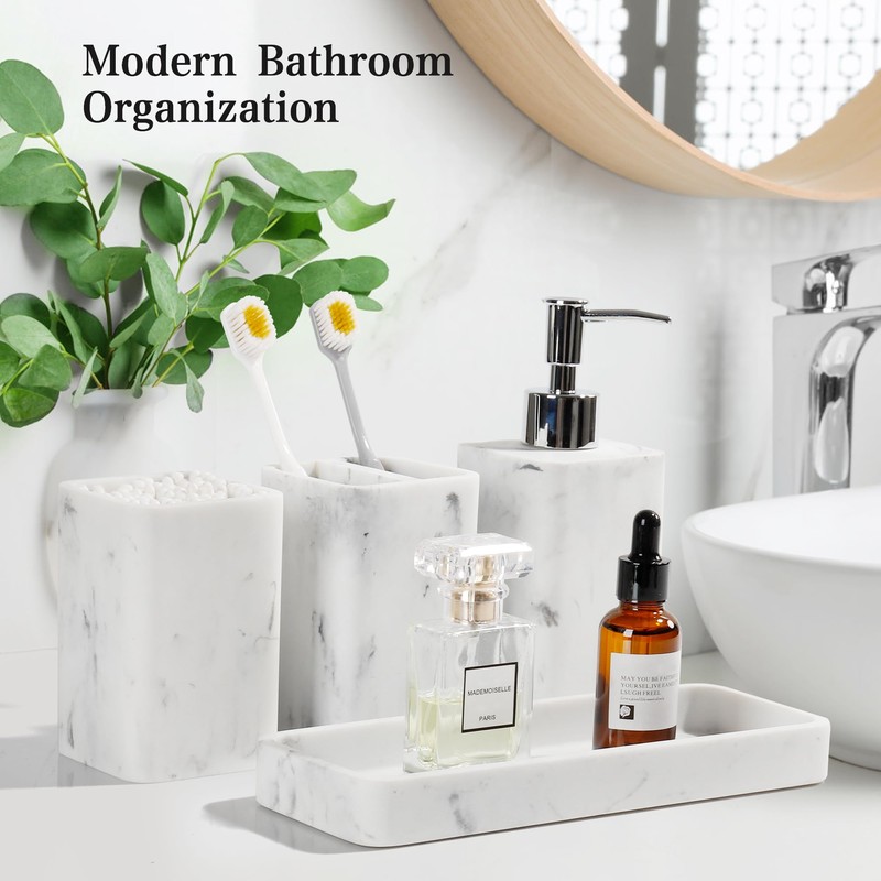 YMXYJM Bathroom Accessories Set, 4 Pcs Bathroom Accessory Set, Soap