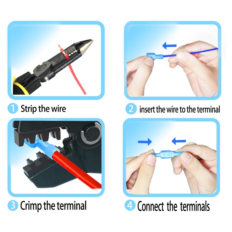 100PCS Nylon Spade Quick Disconnect Connectors Kit 22-10 AWG Male