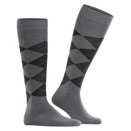 Burlington Men's Preston Knee Socks Soft Material Men's Knee Socks Reinforced with Flat Seam for Pressure-free Toe Fashionable with Argyle 1 Pair, Grey (light grey 3400)