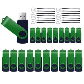 20-Pack 4GB USB 2.0 Flash Drives,XUANREG Thumb Drives Jump Pen Drive Memory Stick with 20pack Lanyards Green USB Drive Bulk (4GB,20PCS)