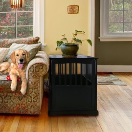 Casual Home Wooden Large Pet Crate, End Table, (Black, 24"W x 36.5"D x 29.25"H)