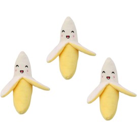 Cldaisy 3Pcs Yellow Banana Plush Squeeze Squeaker Puppy Dog Toys Plush Dog Chew Squeak Toys Pet Supplies