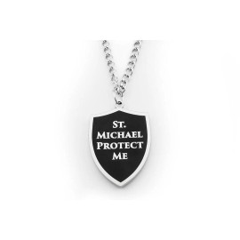 Symbol Arts St Michael 3D Pendant Shield Protect Me, Patron Saint for Law Enforcement