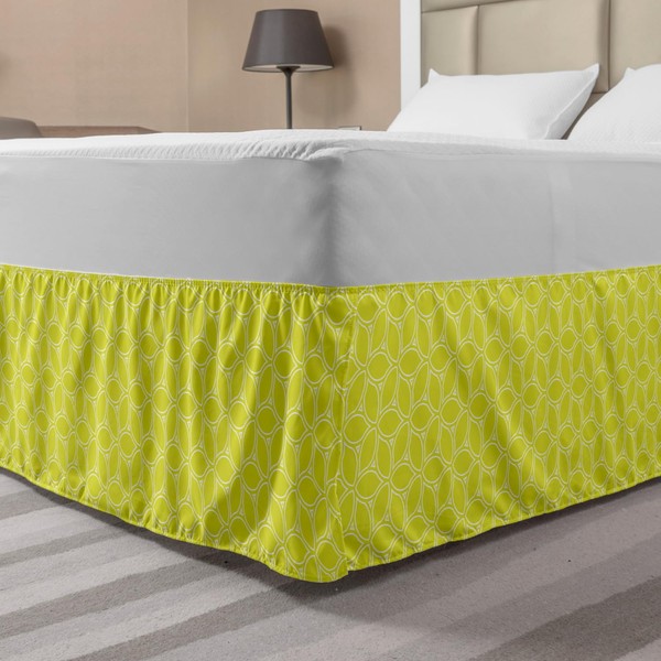 Ambesonne Geometric Elastic Bed Skirt, Abstract Flower Silhouettes with Hand