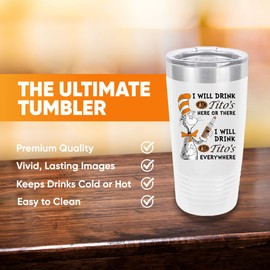 Polar Camel Tito's Funny 20oz Tumbler - Ringneck Stainless Steel Tumbler Insulated Cup - Vacuum Insulated Tumbler with Clear Lid - Great Travel Tumbler - Premium Quality Stainless Steel Tumblers