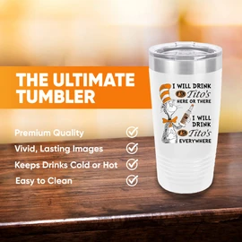 Polar Camel Tito's Funny 20oz Tumbler - Ringneck Stainless Steel Tumbler Insulated Cup - Vacuum Insulated Tumbler with Clear Lid - Great Travel Tumbler - Premium Quality Stainless Steel Tumblers