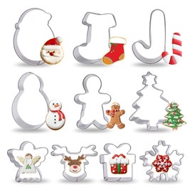 JUNUNDJING Pack of 10 Christmas cookie cutters, Christmas cookie cutters, Christmas cookie cutters, Christmas cookie cutters, Christmas cookie cutters