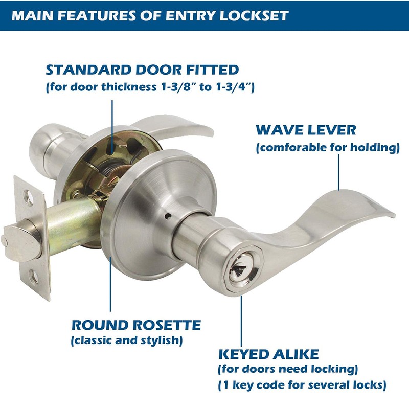 Gobrico 6 Pack Satin Nickel Keyed Alike Door Lever with