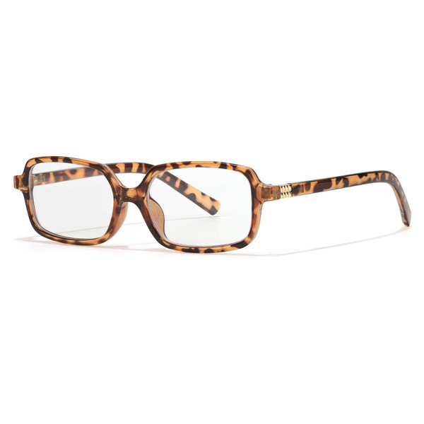 SODQW Rectangle Blue Light Blocking Glasses Small Fake Glasses with