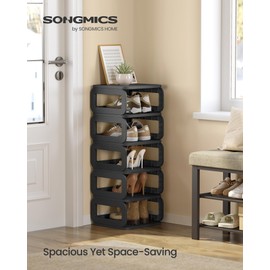 SONGMICS Shoe Rack, Shoe Organizer, 6 Shelves, Shoe Storage, Narrow Shoe Shelf, Open Shelf for Entryway, Living Room, Bathroom, Space-Saving, Ink Black ULPC037B01