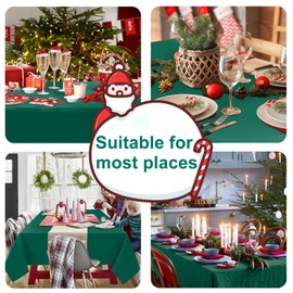 Hiasan Emerald Green Square Tablecloth - Waterproof and Spillproof Washable Restaurant Fabric Table Cloth for Dining Room, Birthday Party and Wedding, 60 x 60 Inch