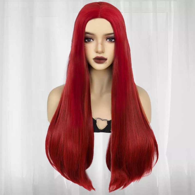 ANOGOL Peluca Larga, Natural Y Lacia Color Rojo
