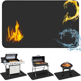 Grill Mat for Outdoor Grill Large 76 x 51 inch, Heat Resistant Mat Grill Floor Pad, BBQ Mat for Deck Patio Lawn, Indoor Fireplace/Fire Pit Mat, Double-Sided Fireproof, Waterproof, Oil-Proof - (0.5mm)