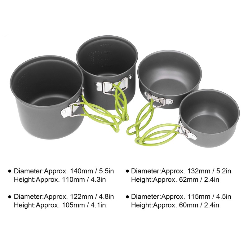 4pcs Camping Pot Kit Multi Layers Anti Scalding Design Camping