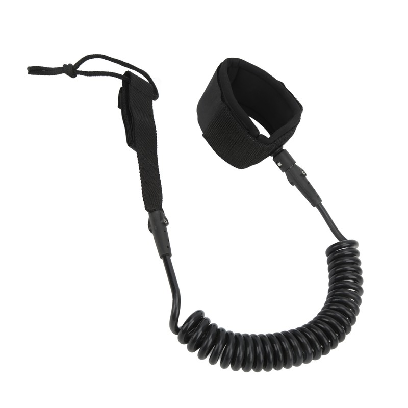 Surfboard Leash High Elasticity TPU Black Adjustable Coiled Surfing Leg