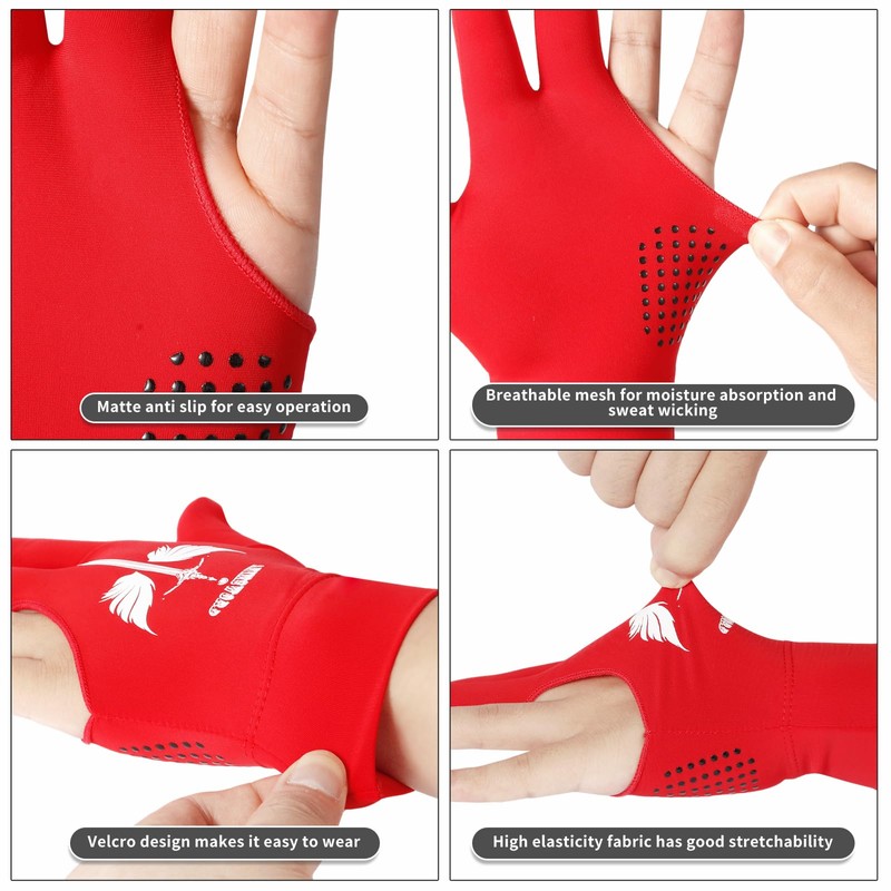 ANIMSWORD 2 Piece/Set Breathable and Comfortable Billiard Pool Gloves Fits