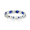Sterling Silver Created Blue Sapphire and Cubic Zirconia Wedding Band