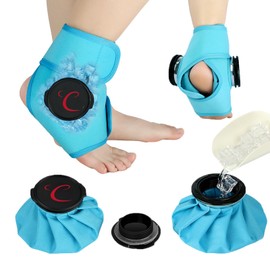 Comfytemp Ankle Ice Pack Wrap, Refillable Wearable Ice Bags for Injuries Reusable, 1H Long Lasting, Hot & Cold Therapy for Swelling, Sprained Ankles, Post Surgery for Men Women - 1Pcs