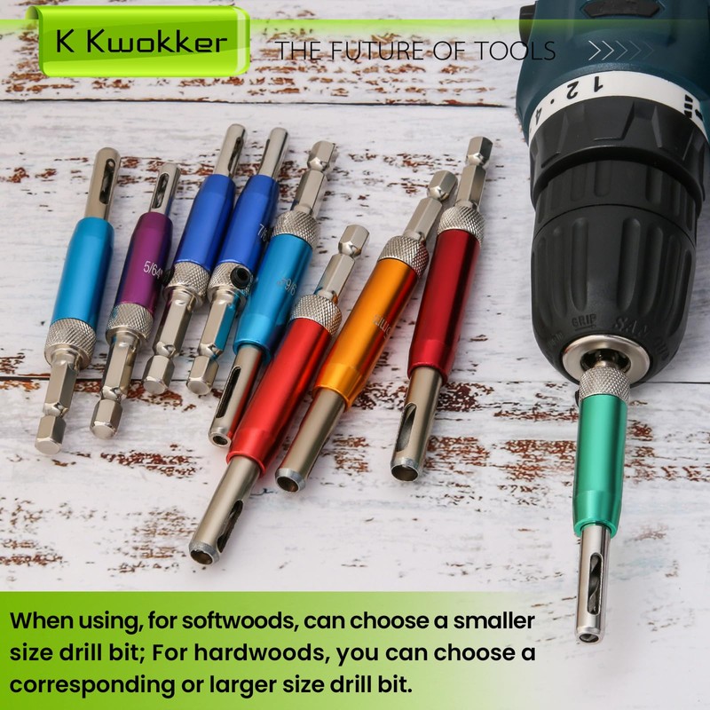 K Kwokker Self Centering Drill Bit Set 1/4" Hex Shank