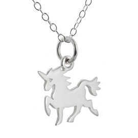 Sterling Silver Tiny Unicorn Charm Pendant Necklace, 18 Inch, Fairy Tale Fantasy