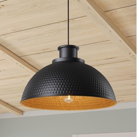 Aiwen 20.08 in Black Pendant Light Fixture Farmhouse Large Pendant Lights with Hammered Design Lampshade Industrial Hanging Lighting for Kitchen Island Dining Room