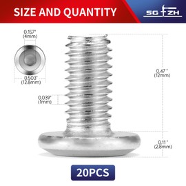 M6 x 12mm 20Pcs Flat Head Hex Socket Cap Screws Bolts, 304 Stainless Steel 18-8, Full Thread by SG TZH (with Hex Spanner)