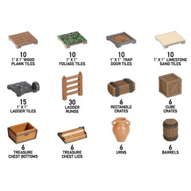 Monster Adventure Terrain- 121pc Painted Specialty Accessories and Tiles Expansion Set- Modular and Stackable 3-D Tabletop World Builder Compatible with DND Dungeons Dragons, Pathfinder All RPG Games