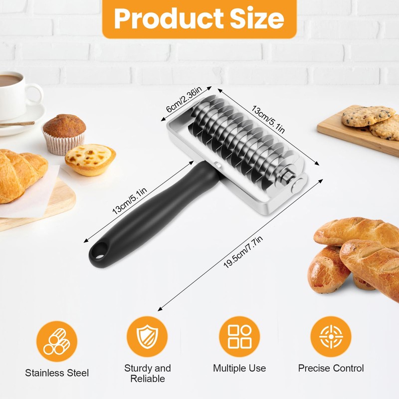 Ecavria Pastry Lattice Roller Cutter, Premium Stainless Steel Lattice Dough