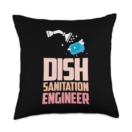 Dish Sanitation Engineer Appreciation Apparel Dish Sanitation Engineer Dishwashing Throw Pillow, 18x18, Multicolor