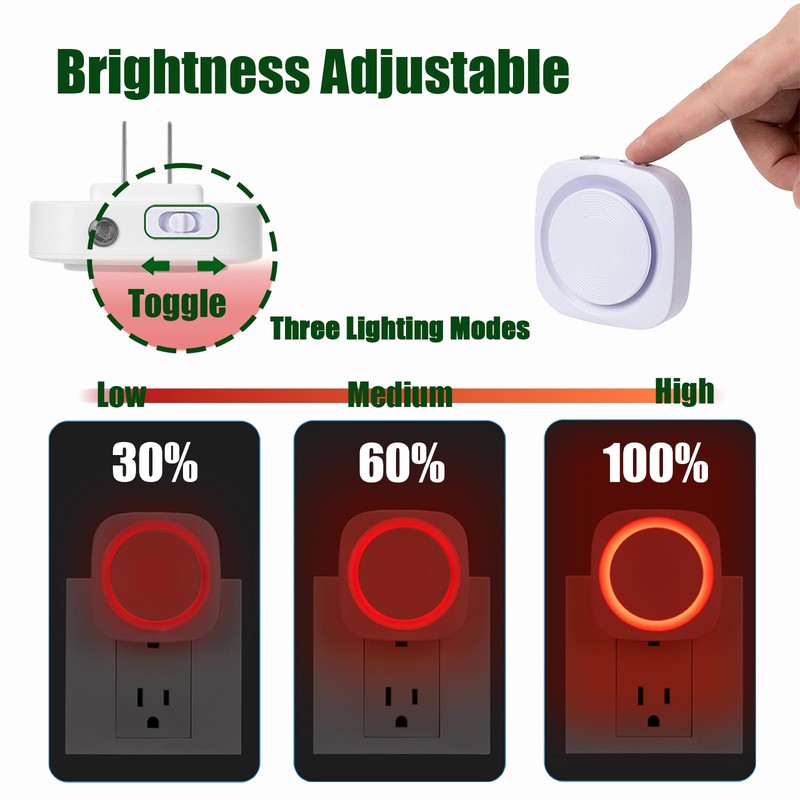 Fusunloh Red Night Lights Plug in to Wall,4 Packs Dimmable