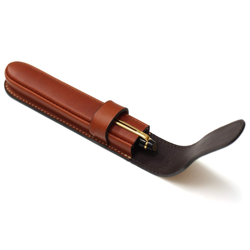[Sapporo Leather Craftsman Museum] One Piece Fountain Pen Case, Pen