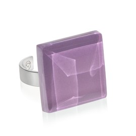 Statement Ring mit Stein violett (20mm) • Geburtsstein Schmuck Geometrisch • Edelstahlring größenverstellbar (min. Ø 19mm) • handgemacht & nachhaltig