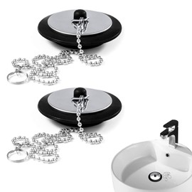 2 Pcs Kitchen Sink Plug Replacement,Drain Stopper,Bath Plug Replacemen,Bathroom Sink Plug Replacement,Universal bath plug for Bathroom Kitchen, Kitchen Sink Plug with Stainless Steel chain