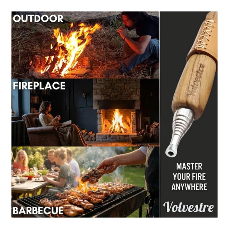 Pocket Bellows with Wooden Handle – Telescopic Fire Blower Tube,