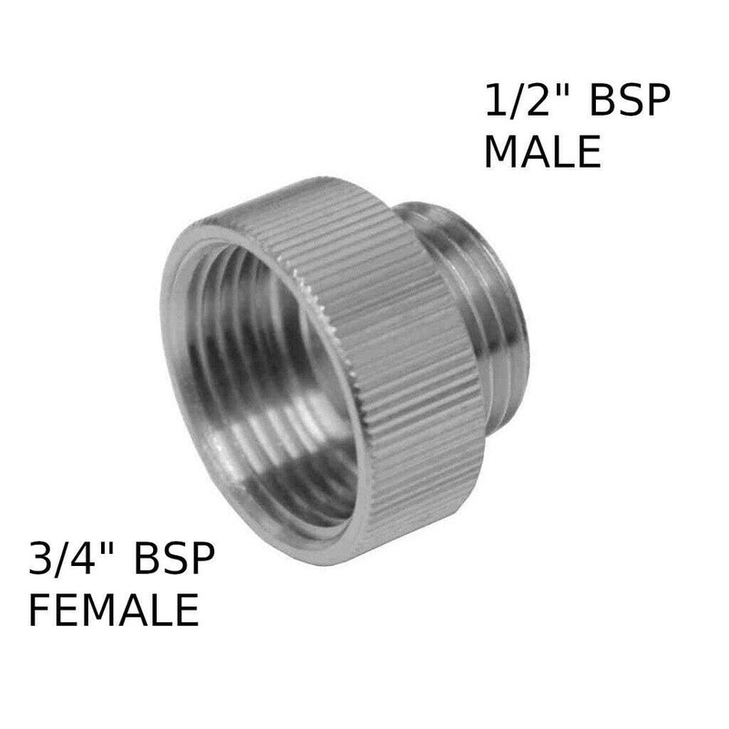 Waterberry Shower Hose Reducer Chrome Plated Metal Adapter 3/4" Female